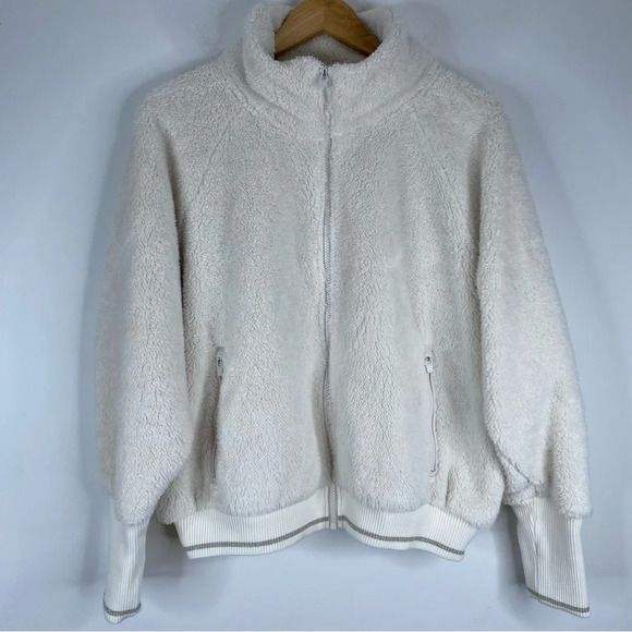 Athleta Tugga Sherpa Jacket Teddy Full Zip Fleece Pockets Athleisure Cozy Boho - Picture 3 of 11
